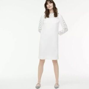 NWT J. Crew White Long Sleeve Dress with Lace Detail